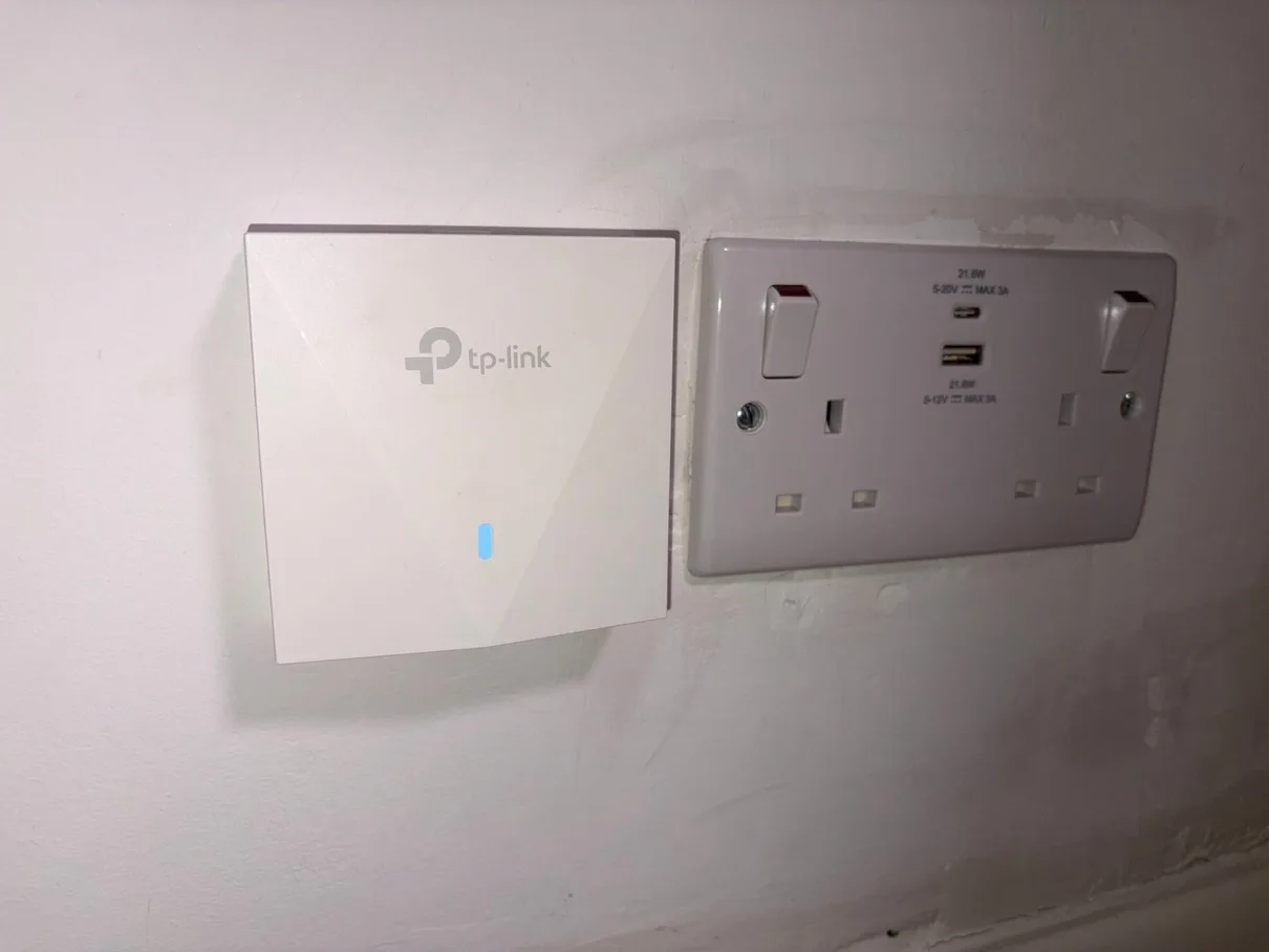 TP-Link WiFi access point and USB socket installation in North London