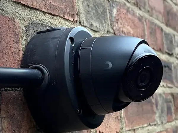 UniFi Protect bullet CCTV camera installed on brickwork in North London