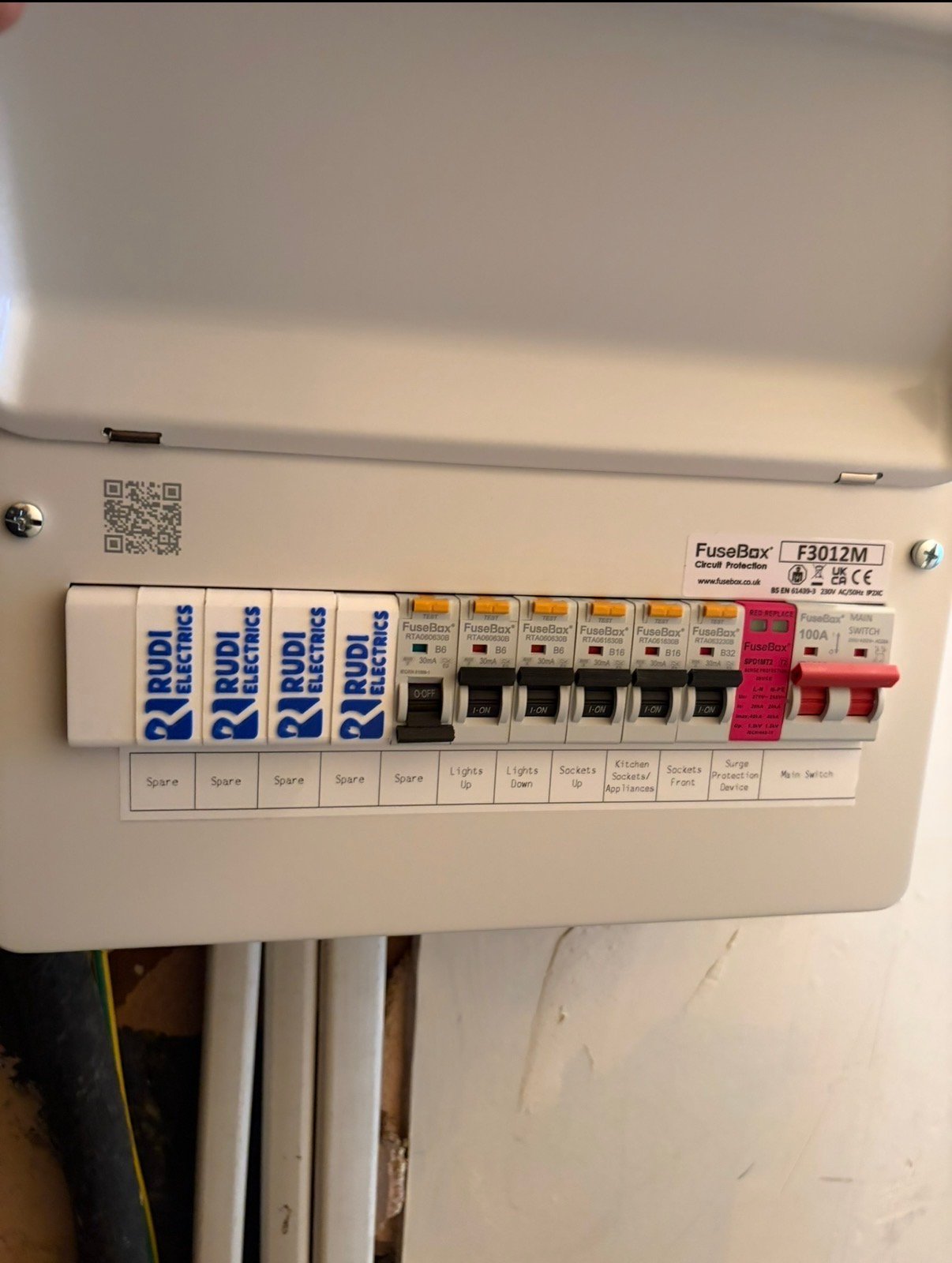 FuseBox F3012M consumer unit installed by Rudi Electrics North London