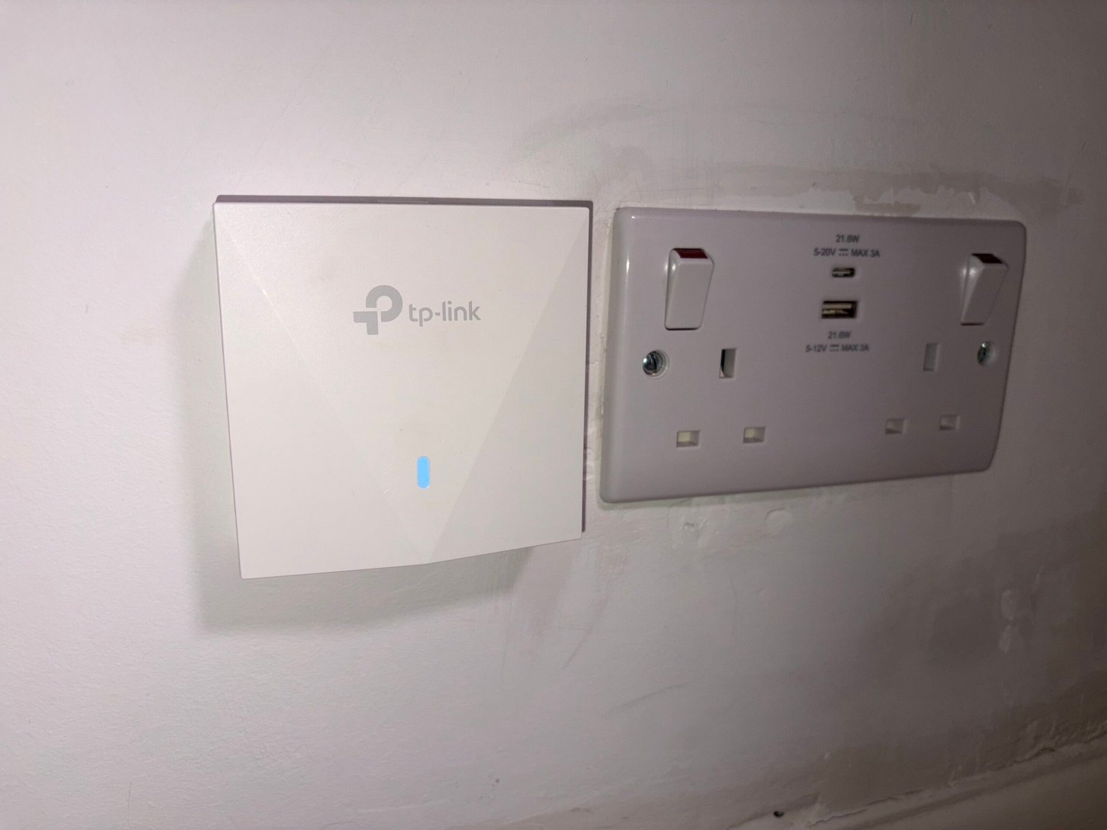 TP-Link WiFi access point and USB socket installed by Rudi Electrics North London
