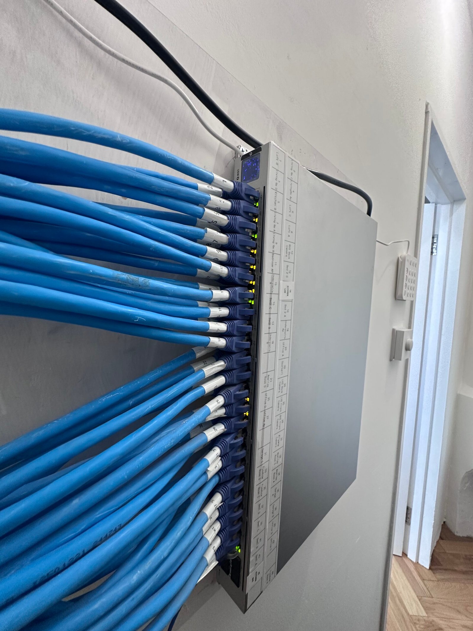 24-port CAT6 patch panel — structured home network installation North London