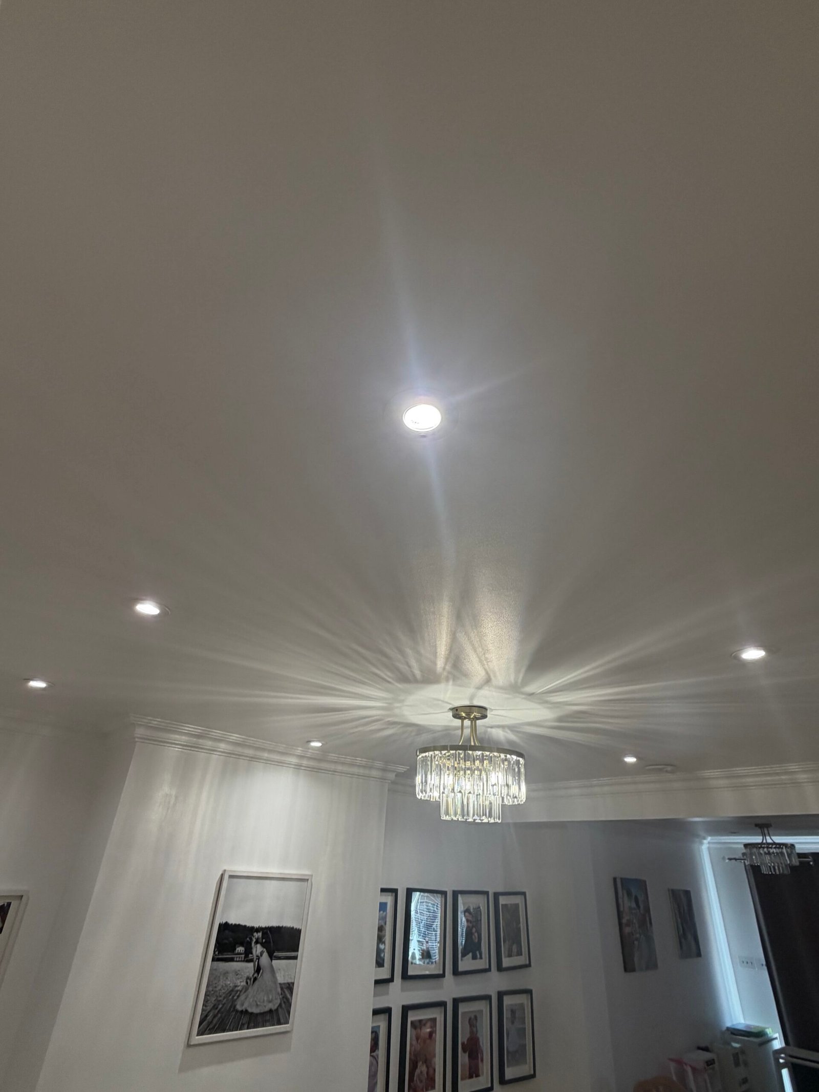 Recessed LED downlights and crystal chandelier installation North London - Rudi Electrics